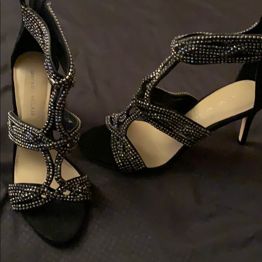 Antonio Melani black studded open toe heel size 9